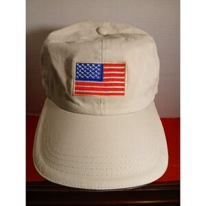 Baseball Cap AMERICAN FLAG Embroidered Logo Tan Light STYLE 2404 Classic